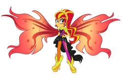 Size: 1280x853 | Tagged: safe, artist:wubcakeva, sunset shimmer, equestria girls, boots, clothes, female, hand on hip, high heel boots, shoes, simple background, smiling, solo, sunset shimmer's time to shine, transparent background