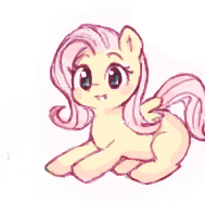 Size: 189x185 | Tagged: safe, artist:ro, fluttershy, pegasus, pony, female, filly, pink mane, solo, wings, yellow coat, young