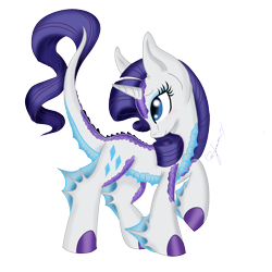 Size: 2000x2000 | Tagged: safe, artist:pvrii, rarity, dracony, raised hoof, simple background, solo, species swap, transparent background