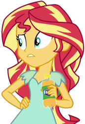 Size: 1407x2048 | Tagged: safe, artist:thebarsection, sunset shimmer, dance magic, equestria girls, spoiler:eqg specials, beverage, bottle, clothes, drink, fanta, female, not a vector, simple background, solo, transparent background