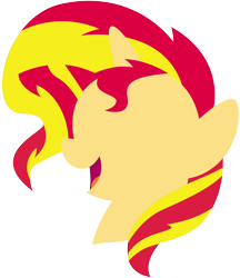 Size: 1726x2001 | Tagged: safe, artist:caliazian, sunset shimmer, pony, unicorn, bust, female, horn, lineless, mare, minimalist, modern art, open mouth, portrait, simple, simple background, smiling, solo, transparent background