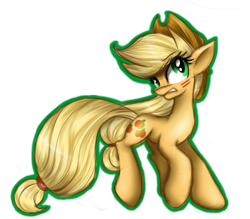 Size: 1000x875 | Tagged: safe, artist:kairaanix, applejack, earth pony, pony, applejack's hat, blonde, blonde mane, blonde tail, female, green eyes, mare, orange coat, solo