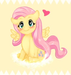 Size: 1136x1200 | Tagged: safe, artist:egreen, fluttershy, pegasus, pony, cute, heart, pixiv, solo