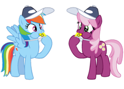 Size: 1024x741 | Tagged: safe, artist:raikuraikaze-chan, derpibooru import, cheerilee, rainbow dash, pegasus, pony, blowing, coach, cute, dashabetes, gym, hat, puffy cheeks, rainblow dash, simple background, teacher, transparent background, vector, whistle, whistle necklace