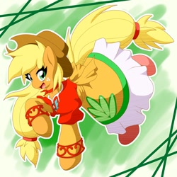 Size: 1000x1000 | Tagged: safe, artist:ragurimo, applejack, earth pony, pony, clothes, crossover, dress, farah oersted, pixiv, solo, tales of eternia, tales of series