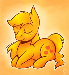 Size: 600x652 | Tagged: safe, artist:steveholt, applejack, earth pony, pony, hatless, missing accessory, sleeping, solo