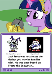 Size: 1015x1444 | Tagged: safe, derpibooru import, twilight sparkle, twilight sparkle (alicorn), alicorn, controller, exploitable meme, gamer twi, jack frost, megami tensei, meme, obligatory pony, shin megami tensei, text, tv meme