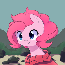 Size: 2000x2000 | Tagged: safe, artist:joyfulinsanity, pinkie pie, anthro, clothes, cute, diapinkes, solo, sweater, turtleneck