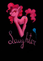 Size: 931x1303 | Tagged: safe, artist:winderly, pinkie pie, earth pony, pony, element of laughter, one word, solo, traditional art