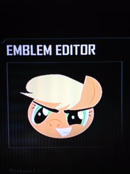 Size: 1936x2592 | Tagged: safe, applejack, earth pony, pony, black ops 2, emblem editor, hatless, missing accessory, solo