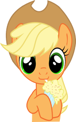 Size: 402x648 | Tagged: safe, artist:heavyecho, applejack, earth pony, pony, drinking, looking at you, milkshake, simple background, solo