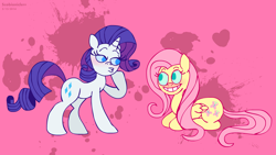 Size: 7000x3938 | Tagged: safe, artist:scobionicle99, fluttershy, rarity, pegasus, pony, unicorn, duckface, female, horn, mare