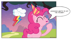 Size: 1366x768 | Tagged: safe, artist:mysticolt, pinkie pie, earth pony, pony, hat, party hat, solo