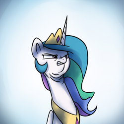 Size: 1200x1200 | Tagged: safe, artist:anticular, derpibooru import, princess celestia, alicorn, pony, arin hanson face, ask sunshine and moonbeams, double chin, faic, female, gradient background, majestic as fuck, mare, scrunchy face, solo