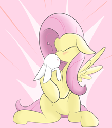 Size: 1711x1961 | Tagged: safe, artist:fledgex, angel bunny, fluttershy, pegasus, pony, angelshy, blushing, female, heart, interspecies, kissing, male, shipping, straight