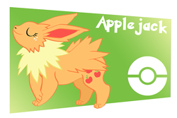 Size: 599x400 | Tagged: safe, artist:toyoll, applejack, jolteon, pokefied, pokémon, solo, species swap