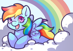 Size: 1314x931 | Tagged: safe, artist:holly--jolly, derpibooru import, rainbow dash, pegasus, pony, cloud, cloudy, looking at you, rainbow, solo