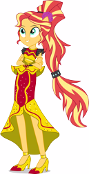 Size: 8226x15996 | Tagged: safe, artist:sugar-loop, sunset shimmer, dance magic, equestria girls, spoiler:eqg specials, .svg available, absurd resolution, alternate hairstyle, clothes, dress, female, flamenco, simple background, smiling, solo, transparent background, vector