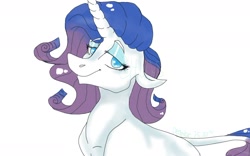 Size: 1600x997 | Tagged: safe, artist:chinchillahugs, rarity, pony, unicorn, female, horn, mare, solo, white coat