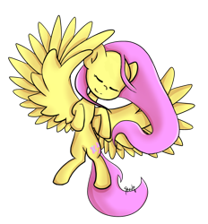 Size: 650x700 | Tagged: safe, artist:midnightpremiere, fluttershy, pegasus, pony, eyes closed, female, mare, simple background, smiling, solo, spread wings, stray strand, transparent background, windswept mane, wings