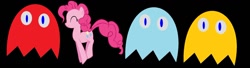 Size: 1024x279 | Tagged: safe, pinkie pie, earth pony, pony, blinky, clyde, inky, pac-man, unoriginal