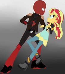 Size: 447x512 | Tagged: artist needed, safe, sunset shimmer, equestria girls, crossover, crossover shipping, female, jason todd, male, red hood, shipping, straight