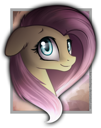 Size: 579x731 | Tagged: safe, artist:kerydarling, fluttershy, pegasus, pony, bust, dark, out of frame, portrait, solo