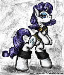 Size: 827x965 | Tagged: safe, artist:flutterthrash, rarity, pony, unicorn, bullet, d.r.i., metal, solo