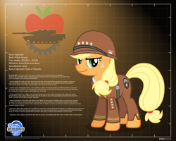 Size: 2560x2048 | Tagged: safe, artist:a4r91n, applejack, earth pony, pony, command and conquer, command and conquer: generals, crossover, emblem, generals, military uniform, profile info, solo, zero hour
