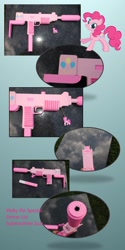 Size: 1152x2304 | Tagged: safe, artist:fixinman, pinkie pie, earth pony, pony, custom, cutie mark, gun, uzi