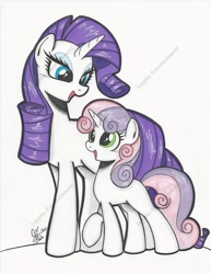 Size: 1024x1325 | Tagged: safe, artist:ponygoddess, rarity, sweetie belle, pony, unicorn, female, filly, horn, mare, siblings, sisters