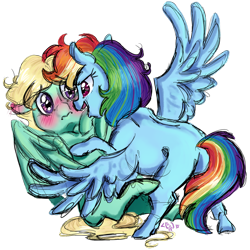 Size: 1024x1024 | Tagged: safe, artist:paris-the-platypus, derpibooru import, rainbow dash, zephyr breeze, pegasus, pony, blushing, chibi, cute, ear blush, female, male, shipping, simple background, straight, transparent background, zephdash