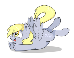 Size: 1280x996 | Tagged: safe, artist:notenoughapples, derpy hooves, pegasus, pony, cute, derpabetes, female, flop, i just don't know what went wrong, mare, simple background, solo, stretching, tongue out, transparent background