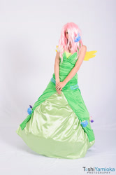 Size: 1275x1920 | Tagged: safe, artist:kibou-eli, artist:toshiyamioka, fluttershy, human, 2012, clothes, convention, cosplay, dress, gala dress, irl, irl human, photo, san japan, solo