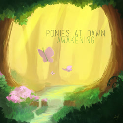 Size: 700x700 | Tagged: safe, artist:anticular, derpibooru import, butterfly, album cover, forest, no pony, ponies at dawn, scenery