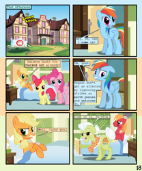 Size: 900x1080 | Tagged: safe, artist:lister-of-smeg, derpibooru import, apple bloom, applejack, big macintosh, granny smith, rainbow dash, earth pony, pegasus, pony, comic:zap-o-lantern, hospital