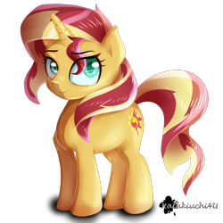 Size: 3000x3000 | Tagged: safe, artist:katakiuchi4u, sunset shimmer, pony, unicorn, equestria girls, female, mare, simple background, smiling, solo, transparent background