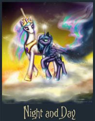 Size: 940x1200 | Tagged: safe, artist:steampunked, princess celestia, princess luna, alicorn, pony, crown, female, horn, jewelry, mare, regalia, s1 luna, siblings, sisters