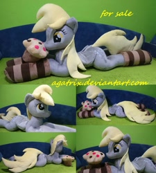 Size: 1024x1138 | Tagged: safe, artist:agatrix, derpy hooves, pegasus, pony, clothes, female, food, irl, life size, mare, muffin, photo, plushie, prone, socks, solo, striped socks