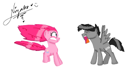 Size: 825x452 | Tagged: safe, artist:pastelflakes, pinkie pie, earth pony, pony, crossover, dan, dan vs, fus-ro-dah, ponified, screaming