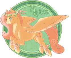 Size: 550x448 | Tagged: safe, artist:thomisus, fluttershy, pegasus, pony, bandage, floral head wreath, modern art, nouveau, one word, solo, spread wings