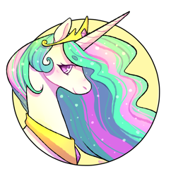 Size: 794x821 | Tagged: safe, artist:sweetlapin, princess celestia, alicorn, pony, bust, colored pupils, female, mare, portrait, profile, smiling, solo