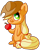Size: 1000x1200 | Tagged: safe, artist:zoiby, applejack, earth pony, pony, apple, hat, obligatory apple, one eye closed, simple background, sitting, solo, wink