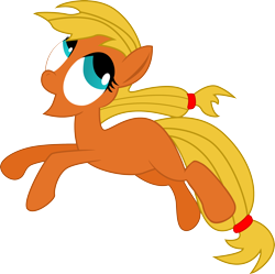 Size: 2748x2734 | Tagged: safe, applejack, earth pony, pony, filly, jumping, simple background, solo