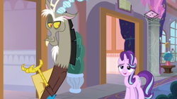 Size: 1280x720 | Tagged: safe, screencap, discord, starlight glimmer, pony, unicorn, a matter of principals, boomerang (tv channel), school of friendship