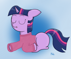 Size: 1114x932 | Tagged: safe, artist:mascimus, derpibooru import, twilight sparkle, clothes, filly, sleeping, solo, sweater