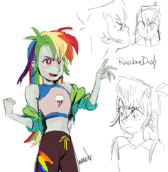 Size: 1917x1962 | Tagged: safe, artist:nounoo, derpibooru import, rainbow dash, better together, equestria girls, belly button, clothes, female, midriff, solo