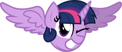 Size: 1024x440 | Tagged: safe, artist:couldysky, derpibooru import, twilight sparkle, twilight sparkle (alicorn), alicorn, pony, female, mare, simple background, solo, transparent background, vector, wink