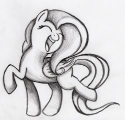 Size: 914x875 | Tagged: safe, artist:huussii, artist:otto720, fluttershy, pegasus, pony, monochrome, solo