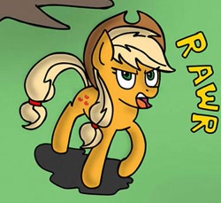 Size: 375x343 | Tagged: safe, artist:mrfulp, applejack, earth pony, pony, angry, rawr, roar, solo